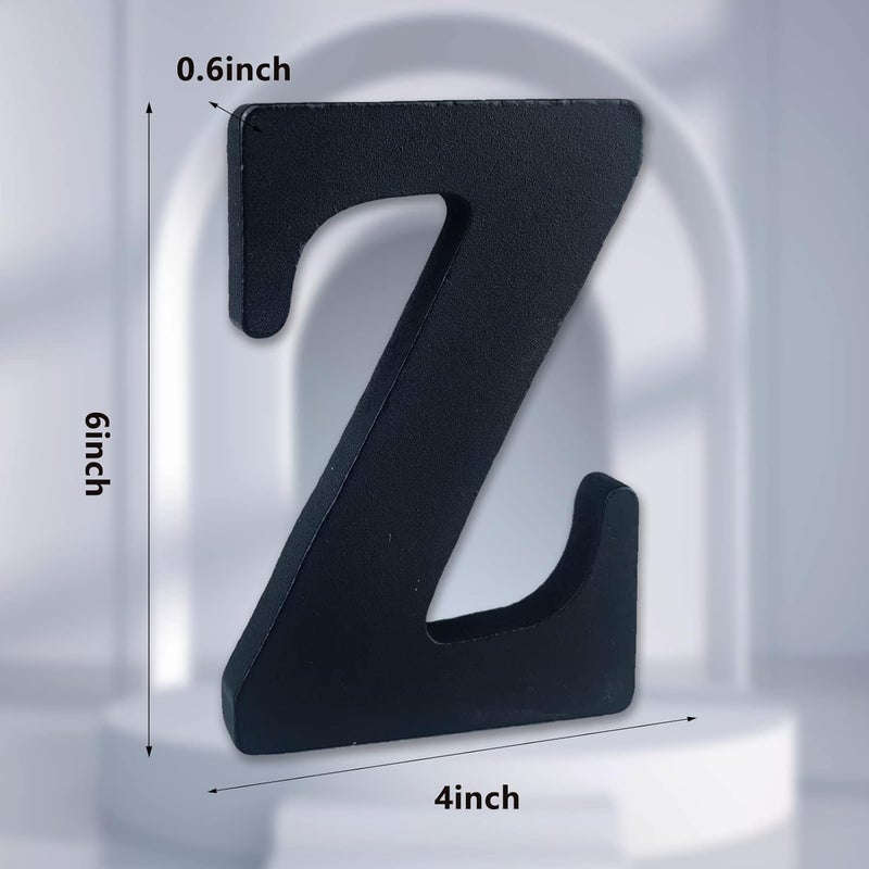 AOCEAN 6 inch Black Wood Letters Unfinished Wood Letter for Wall Decorative Standing Letters Slices Sign Board Decoration for Craft Home Party Projects (Z) - Image 2